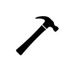 Hammer icon. Black, minimalist icon isolated on white background. Hammer simple silhouette. Web site page and mobile app design vector element.